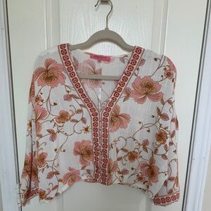 Rose & Olive White Floral Embroidered V-Neck Tunic